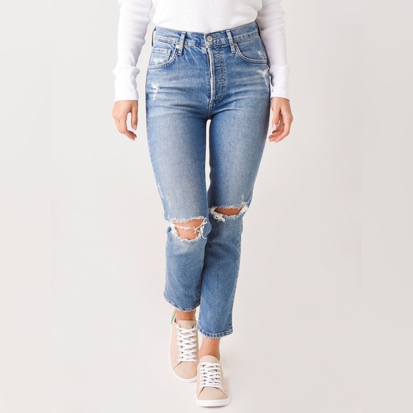 Citizens Of Humanity WOMEN'S CHARLOTTE CROP HIGH-RISE STRAIGHT JEAN - Picture 1 of 11